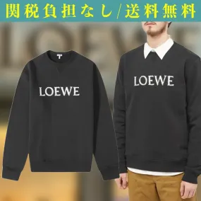 LOEWE  |Crew Neck Pullovers Long Sleeves Plain Cotton Logo Luxury