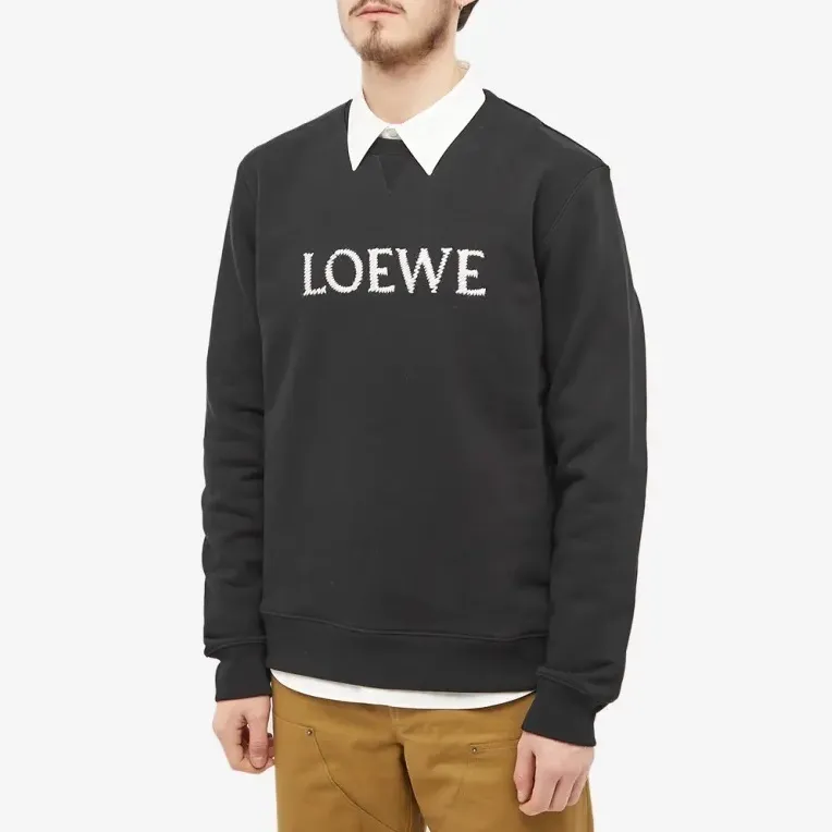 LOEWE  |Crew Neck Pullovers Long Sleeves Plain Cotton Logo Luxury