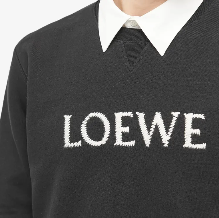 LOEWE  |Crew Neck Pullovers Long Sleeves Plain Cotton Logo Luxury