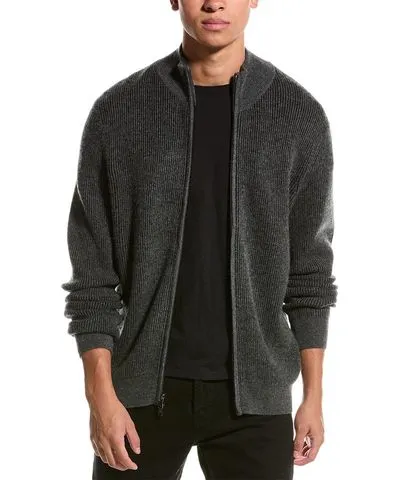 Magaschoni Cashmere Mock Neck Zip Cardigan