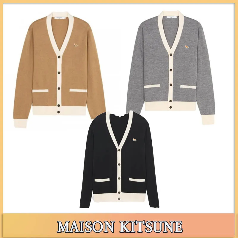 MAISON KITSUNE  |Unisex Street Style Logo Designers Cardigans