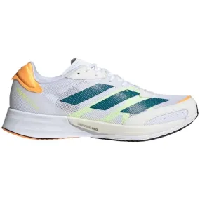 Men's Adidas Adizero Adios 6, Cloud White/Real Teal/Flash Orange, 11 D Medium