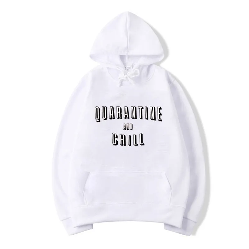 Men's Casual Fleece Printed Quarantine and Chill Full Sleeve Hoodies