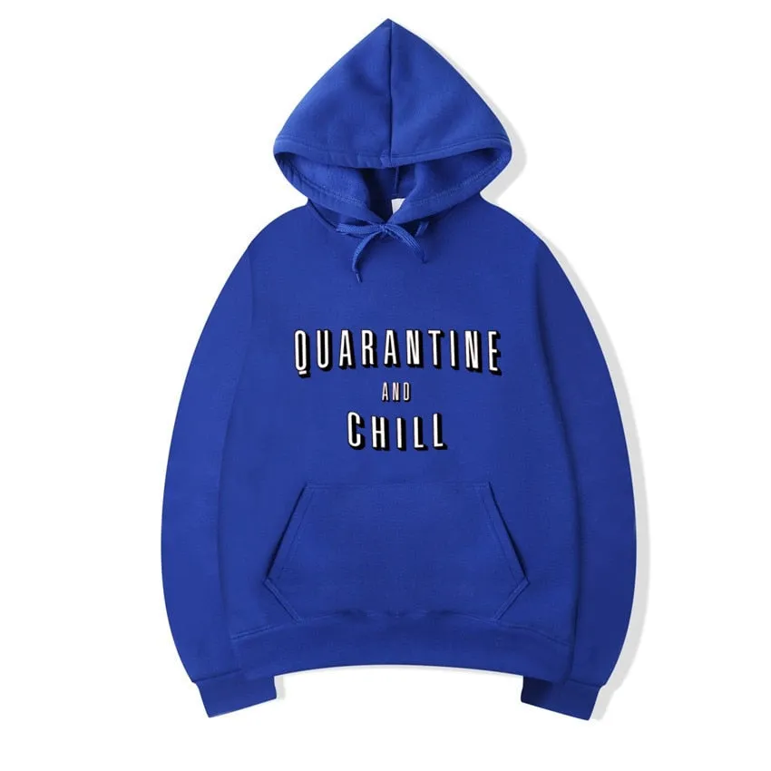 Men's Casual Fleece Printed Quarantine and Chill Full Sleeve Hoodies