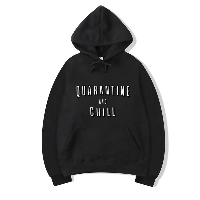 Men's Casual Fleece Printed Quarantine and Chill Full Sleeve Hoodies