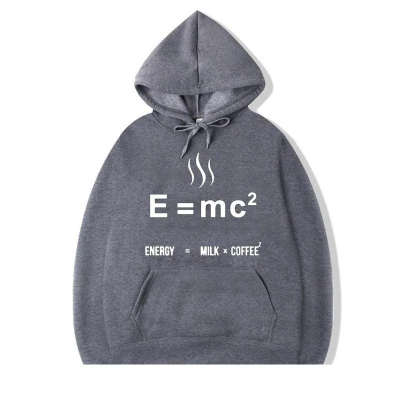 Men's Casual O-Neck Energy= Milk X Coffee Printed Cotton Hoodies