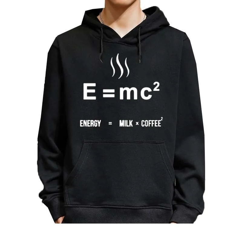 Men's Casual O-Neck Energy= Milk X Coffee Printed Cotton Hoodies