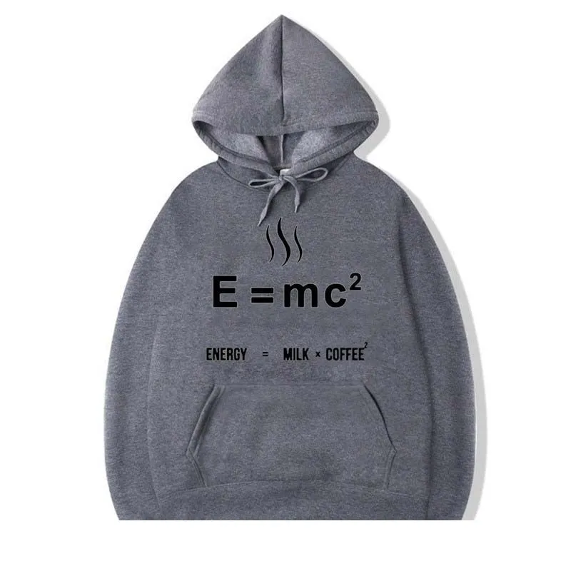 Men's Casual O-Neck Energy= Milk X Coffee Printed Cotton Hoodies