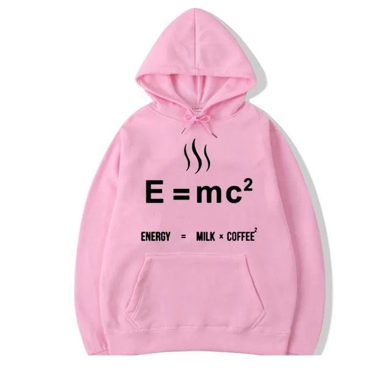 Men's Casual O-Neck Energy= Milk X Coffee Printed Cotton Hoodies