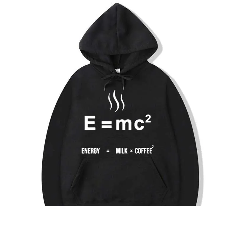 Men's Casual O-Neck Energy= Milk X Coffee Printed Cotton Hoodies