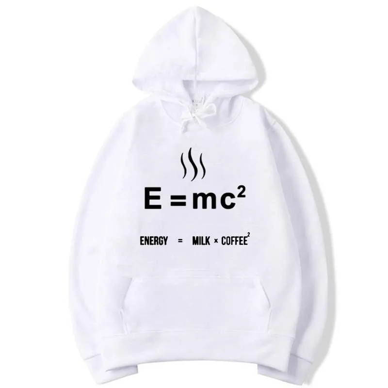 Men's Casual O-Neck Energy= Milk X Coffee Printed Cotton Hoodies