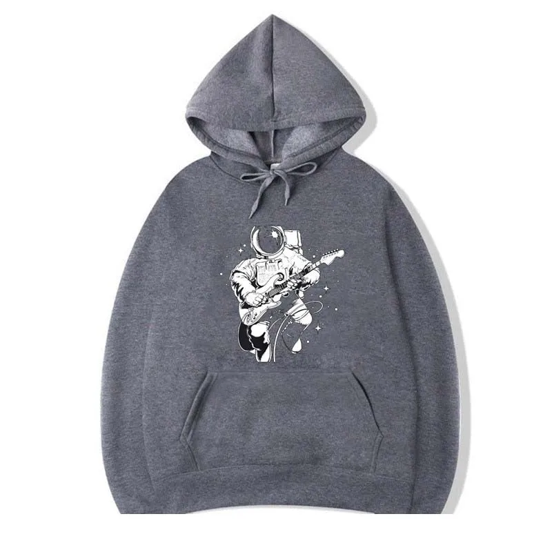 Men's Casual Winter Cotton Astronaut Plays Guitar O-neck Hoodies