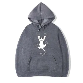 Men's Fashion Winter Casual Cotton Cool Cat Printed O-Neck Hoodies