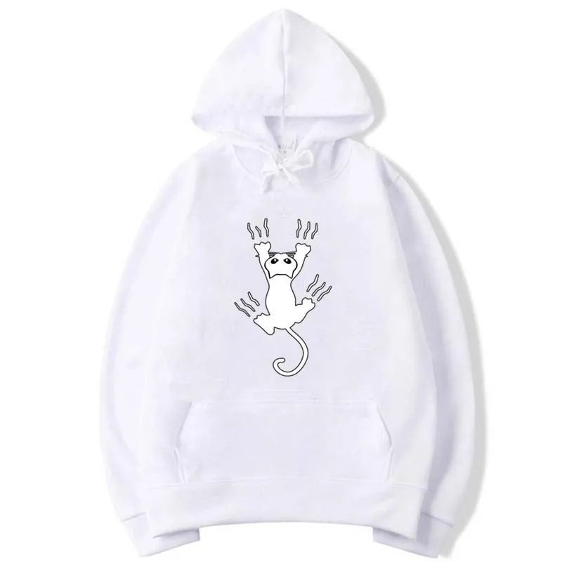 Men's Fashion Winter Casual Cotton Cool Cat Printed O-Neck Hoodies