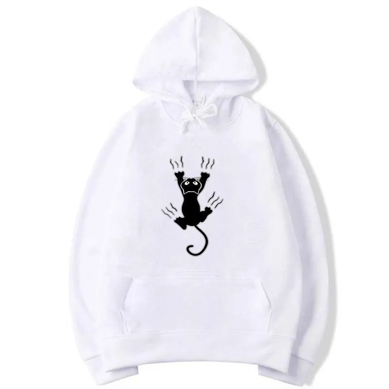 Men's Fashion Winter Casual Cotton Cool Cat Printed O-Neck Hoodies