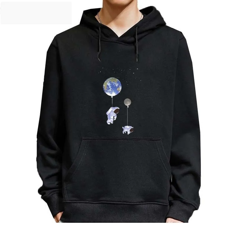 Men's Winter Casual Wandering In Space Printed Full Sleeve Hoodies