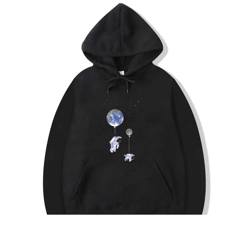 Men's Winter Casual Wandering In Space Printed Full Sleeve Hoodies