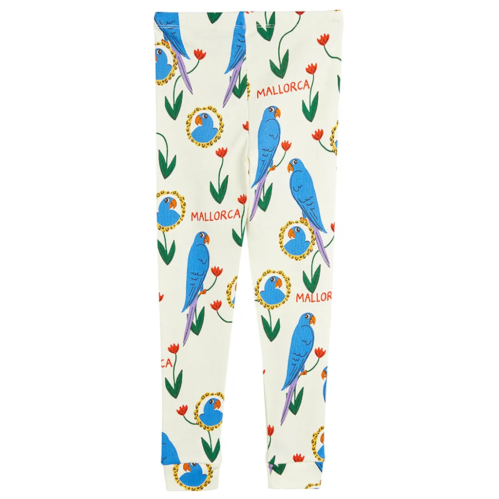 Mini Rodini Child Parrots Leggings Cream