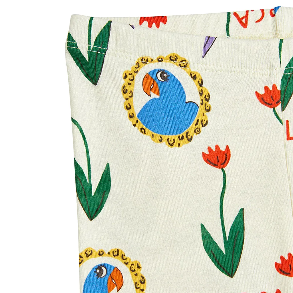 Mini Rodini Child Parrots Leggings Cream