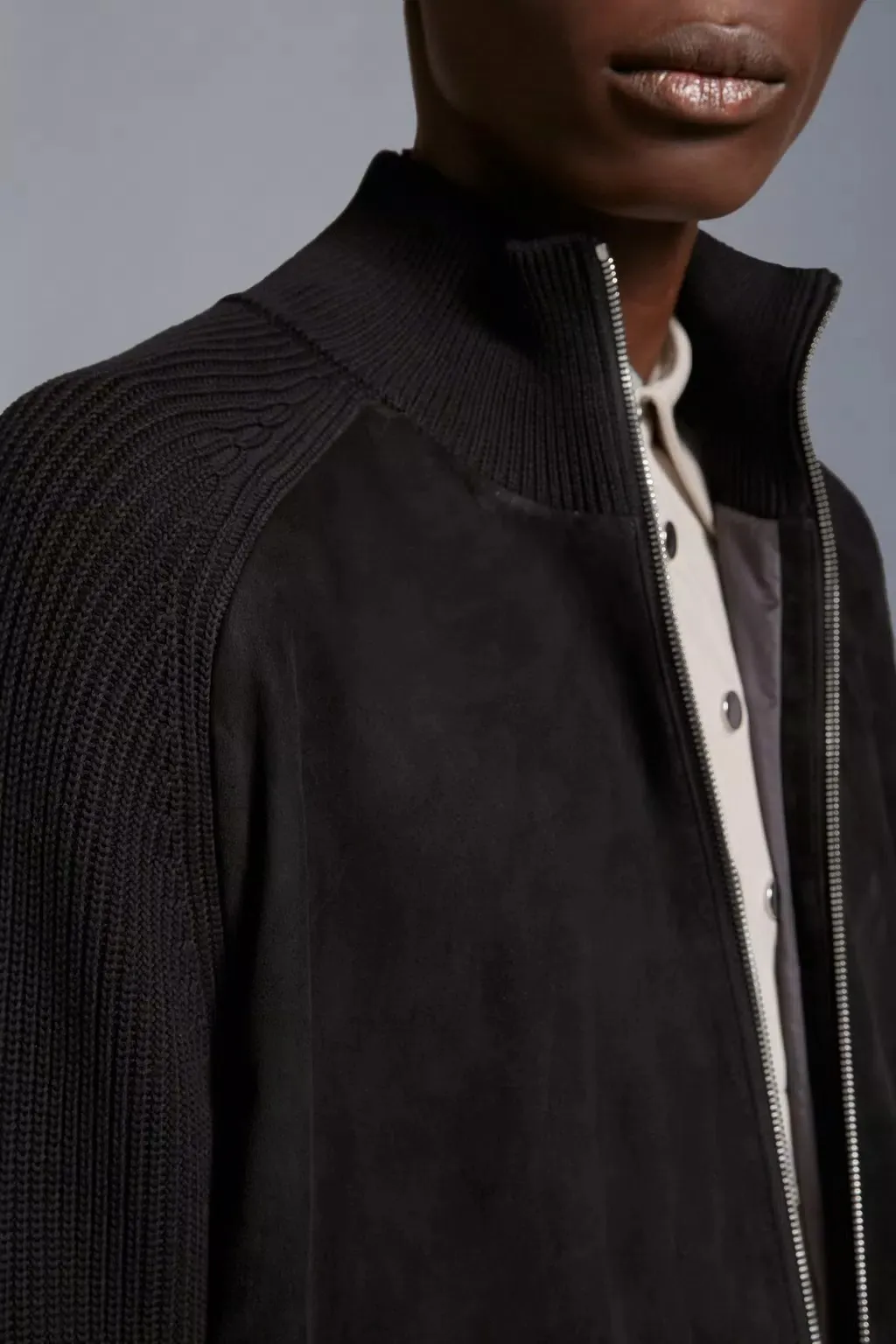 MONCLER  |Cotton & Suede Cardigan