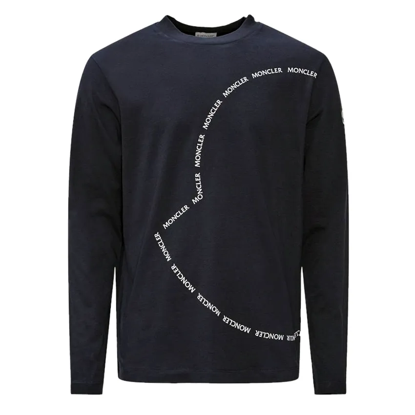 MONCLER  |Crew Neck Long Sleeves Plain Cotton Long Sleeve T-shirt Logo