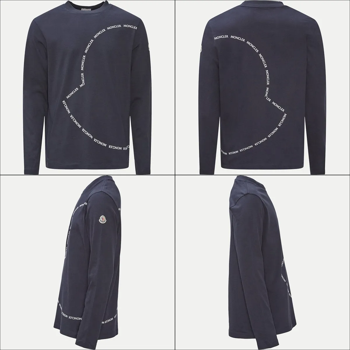 MONCLER  |Crew Neck Long Sleeves Plain Cotton Long Sleeve T-shirt Logo