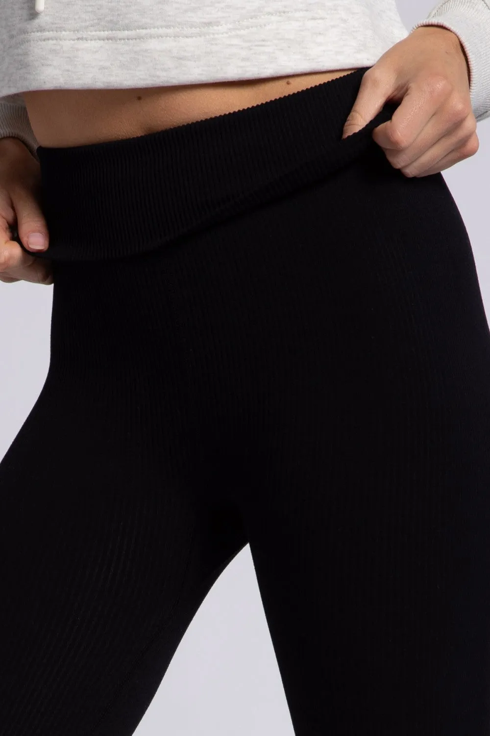 Mono B Ribbed Fold Over Highwaist Thermal Leggings APH-A1284