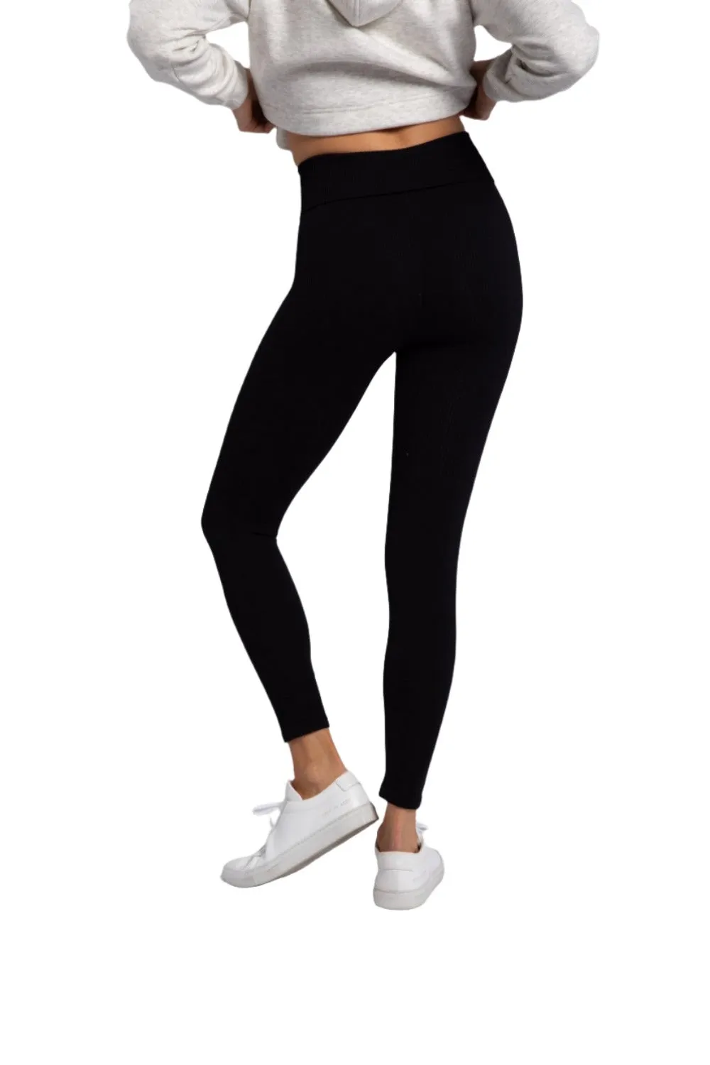 Mono B Ribbed Fold Over Highwaist Thermal Leggings APH-A1284