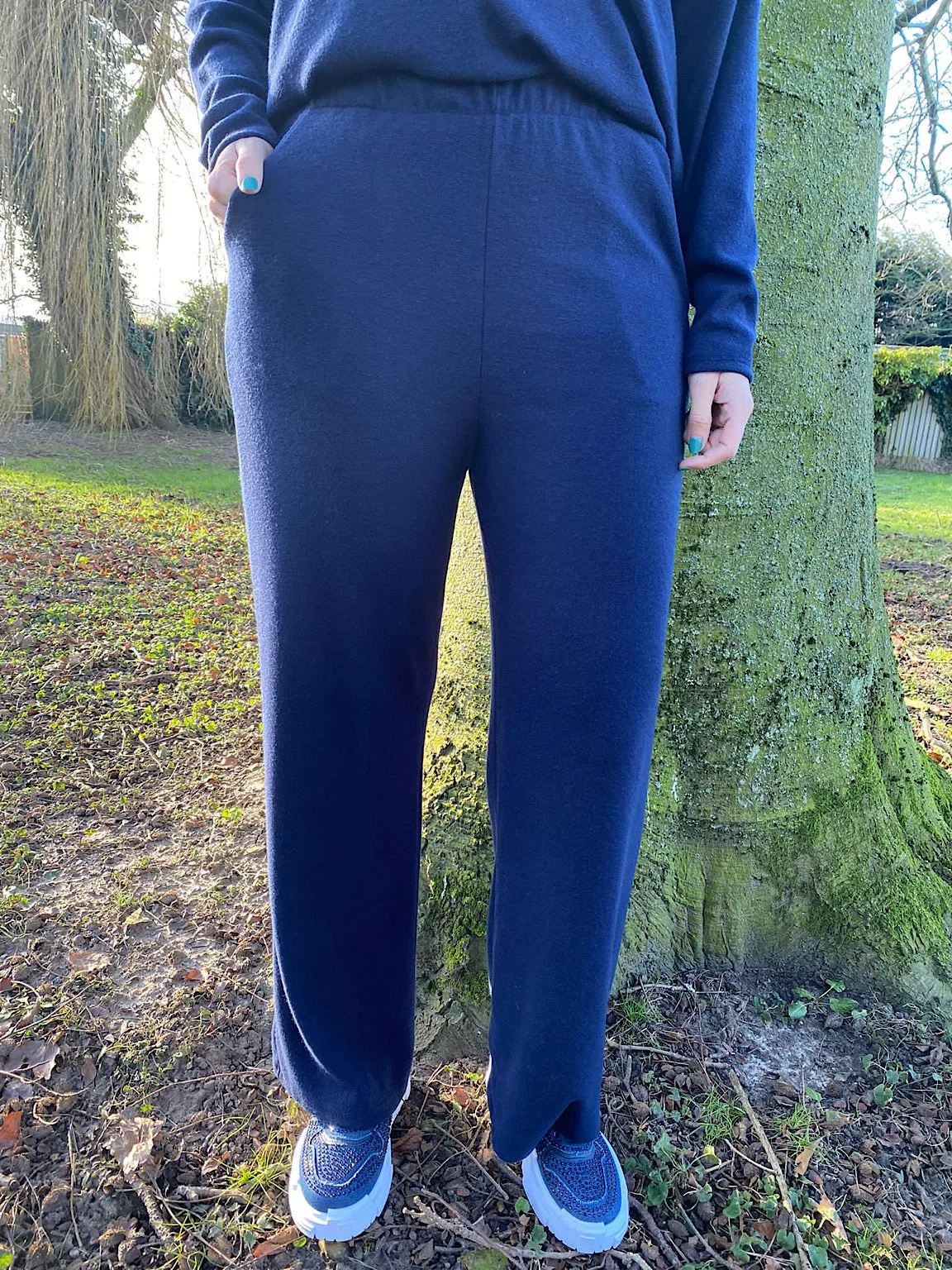 Navy Soft Relaxed Trousers Lucy