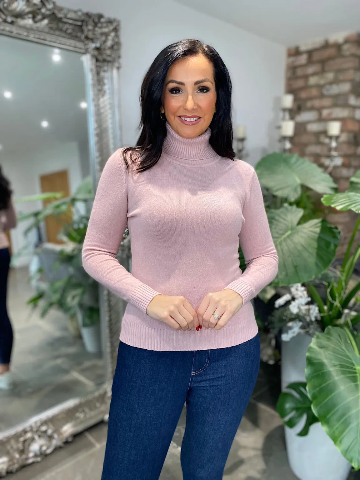 Pink Roll Neck Jumper Sonia