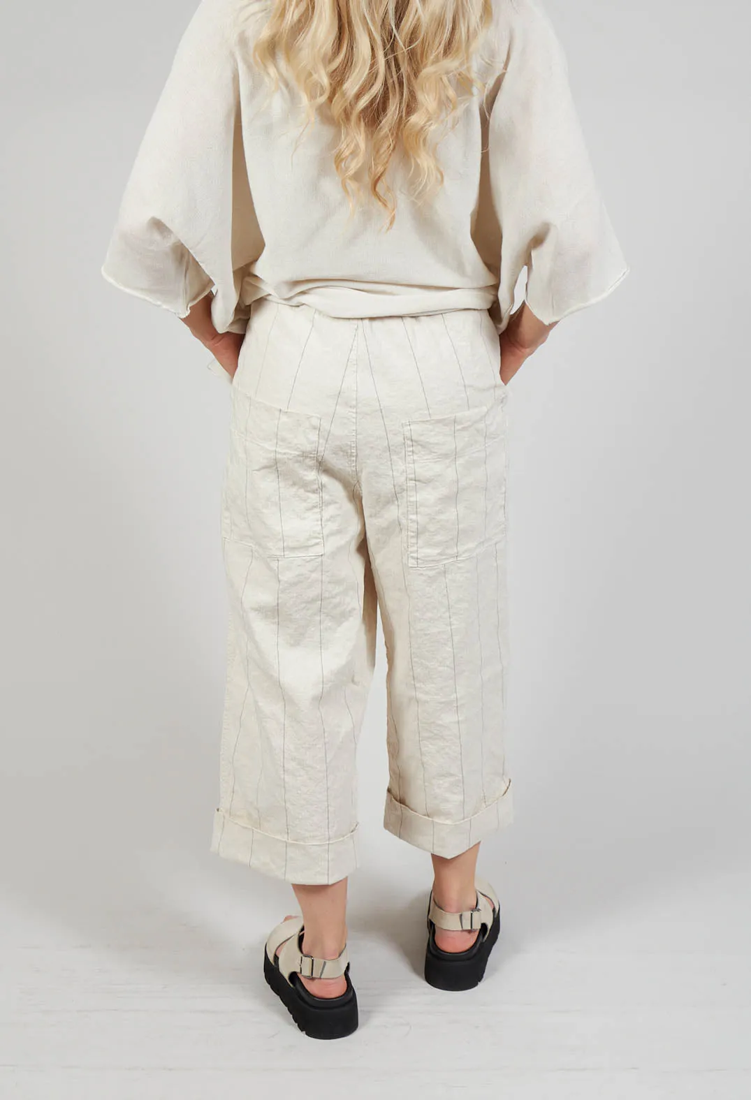 Pinstriped Bragoni Trousers in Natural