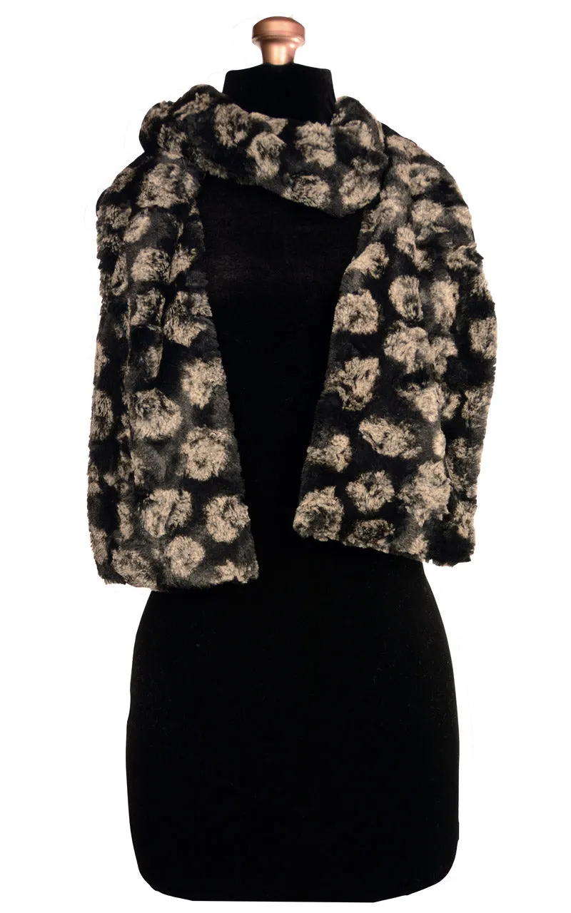 Pom-Pom in Black Luxury Faux Fur Scarf