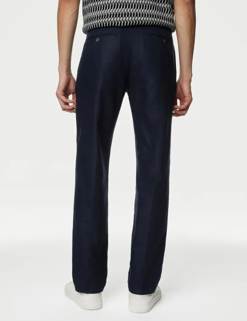 Regular Fit Linen Blend Trousers