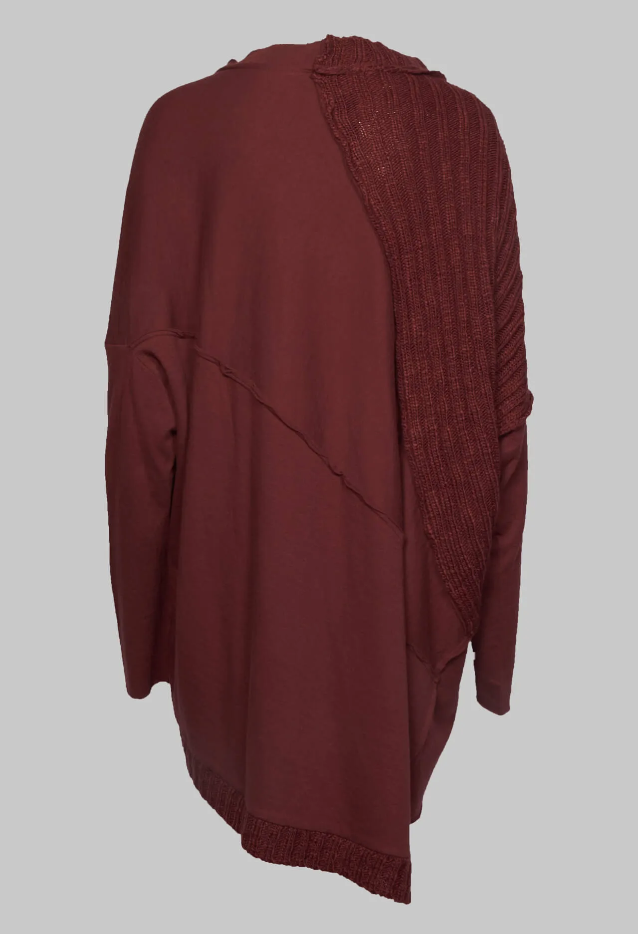 Relaxed Fit Jumper with Rib Detail in Wine