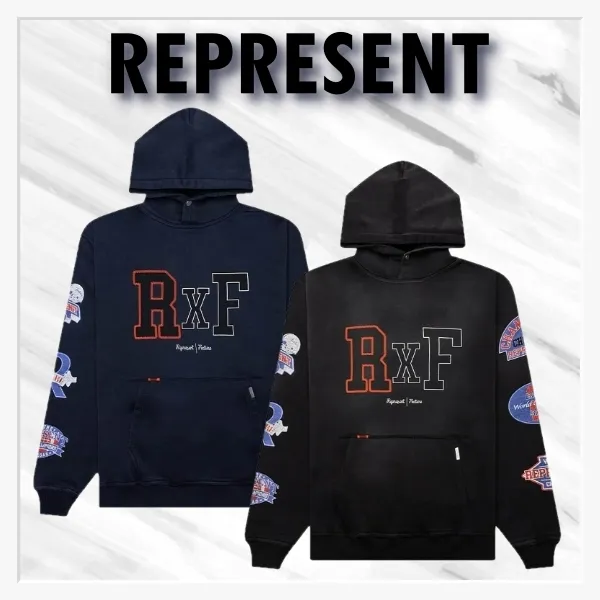 REPRESENT  |Street Style Long Sleeves Logos on the Sleeves Logo Hoodies