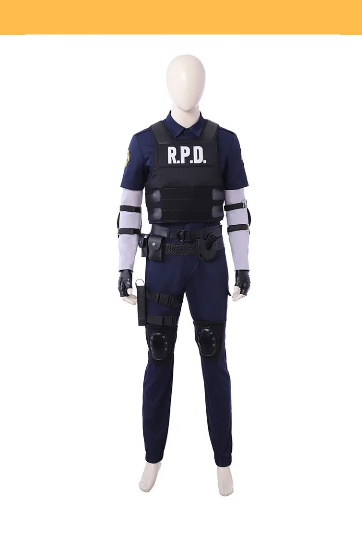 Resident Evil Remake Leon Navy Blue Cosplay Costume