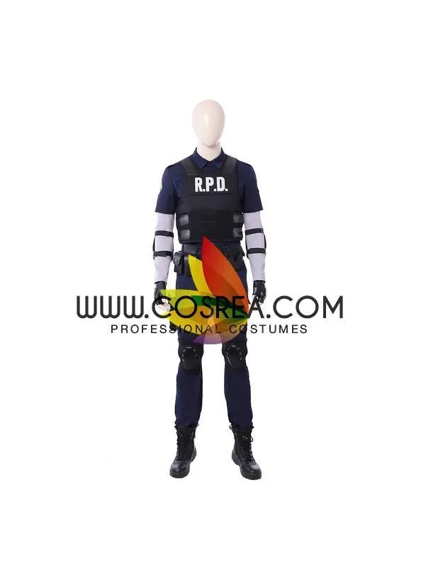 Resident Evil Remake Leon Navy Blue Cosplay Costume