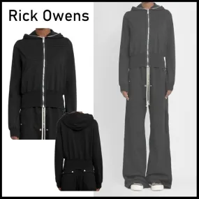 RICK OWENS  |Rib Street Style Long Sleeves Cotton Hoodies & Sweatshirts