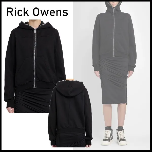 RICK OWENS  |Sweat Rib Street Style Long Sleeves Hoodies & Sweatshirts