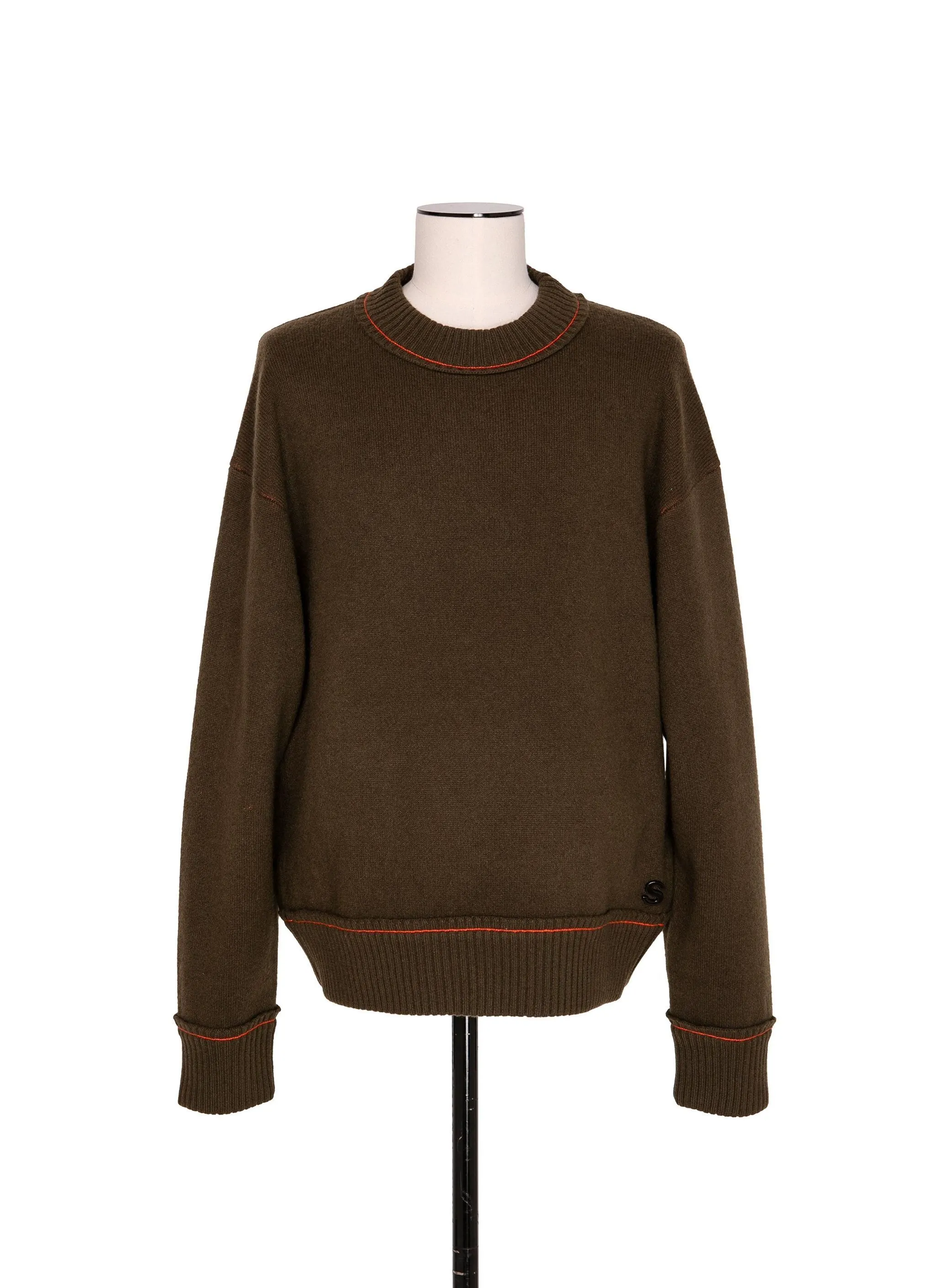 sacai  |Crew Neck Pullovers Cashmere Nylon Long Sleeves Plain Cotton