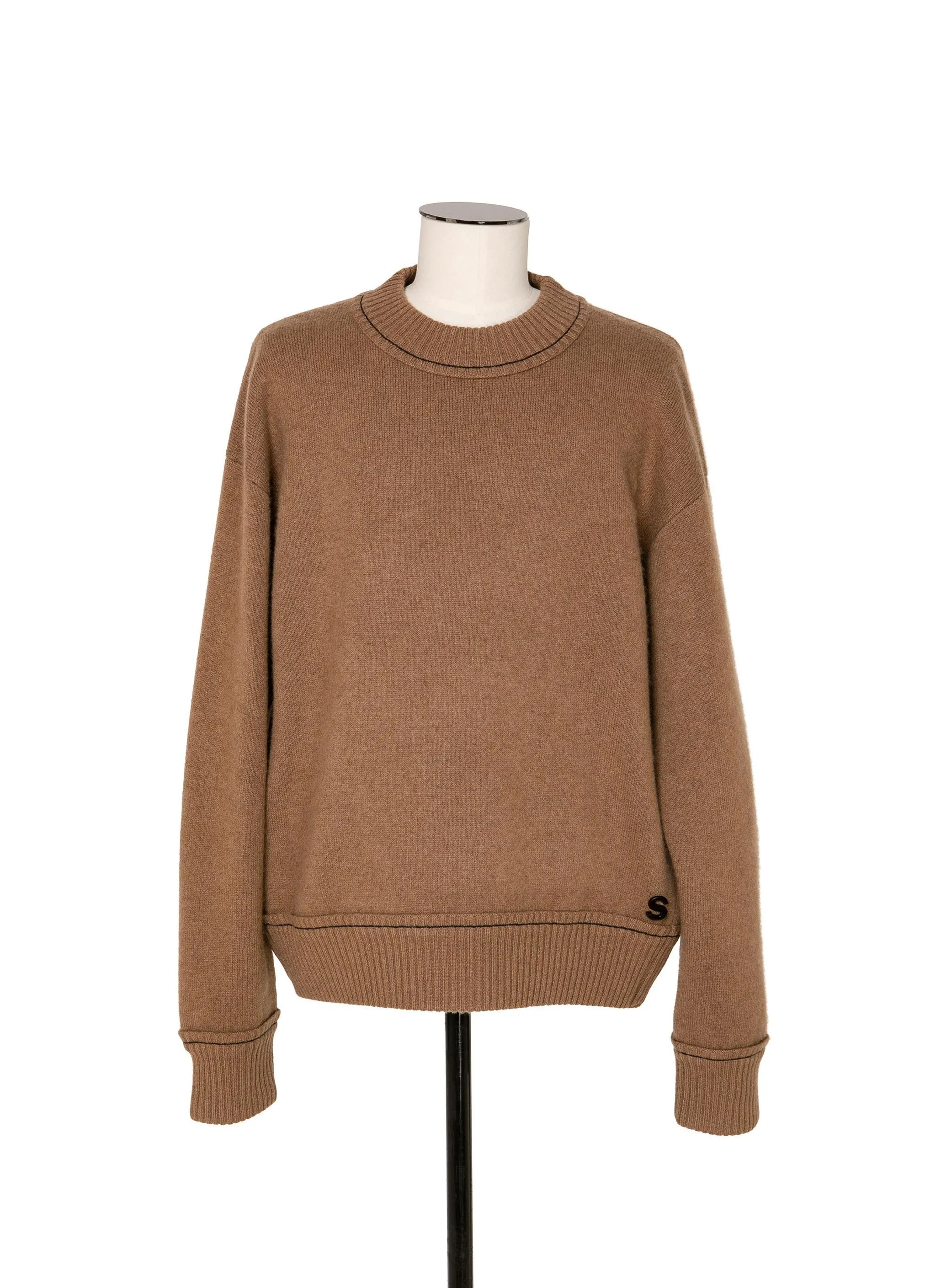 sacai  |Crew Neck Pullovers Cashmere Nylon Long Sleeves Plain Cotton