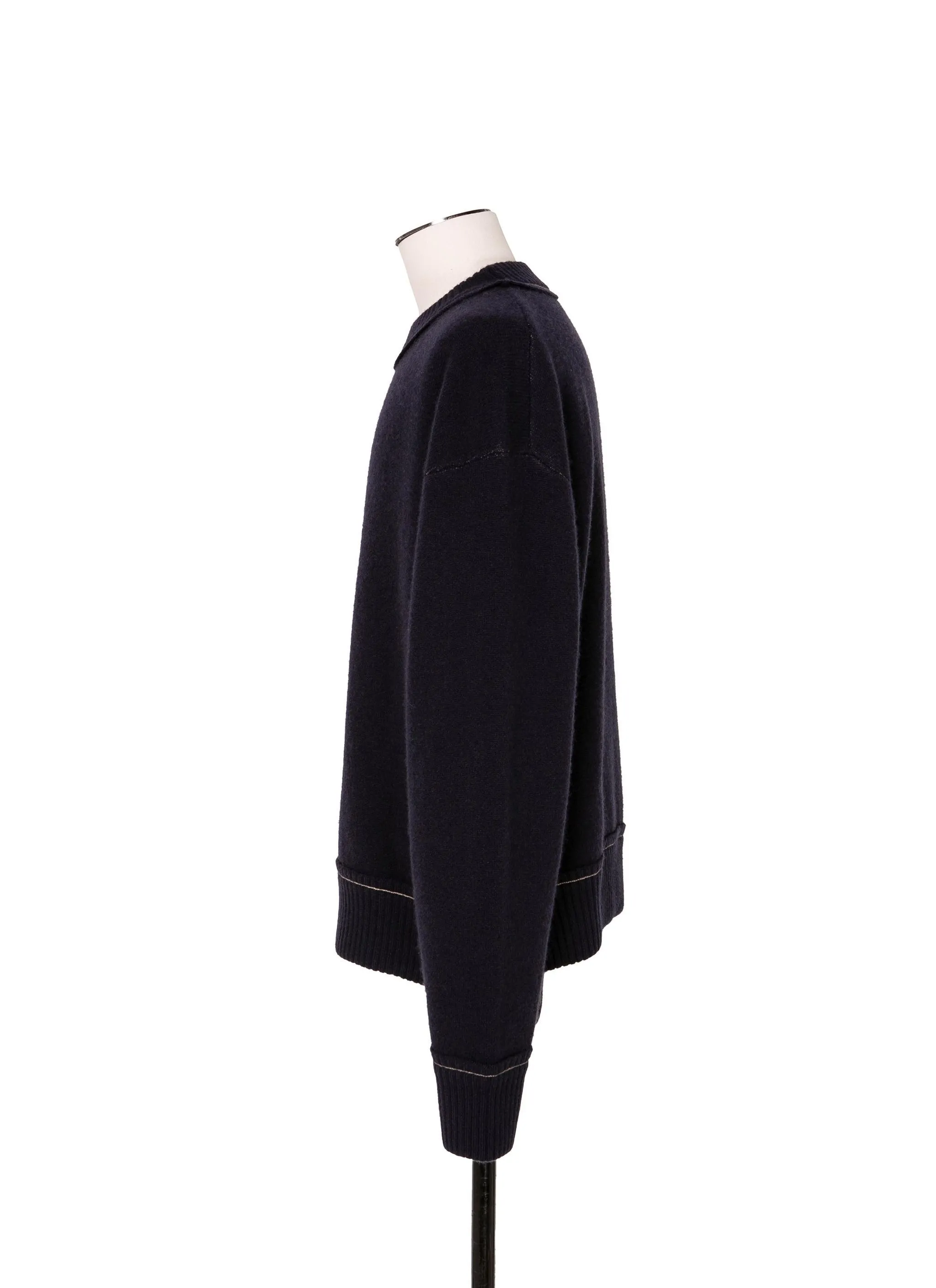 sacai  |Crew Neck Pullovers Cashmere Nylon Long Sleeves Plain Cotton