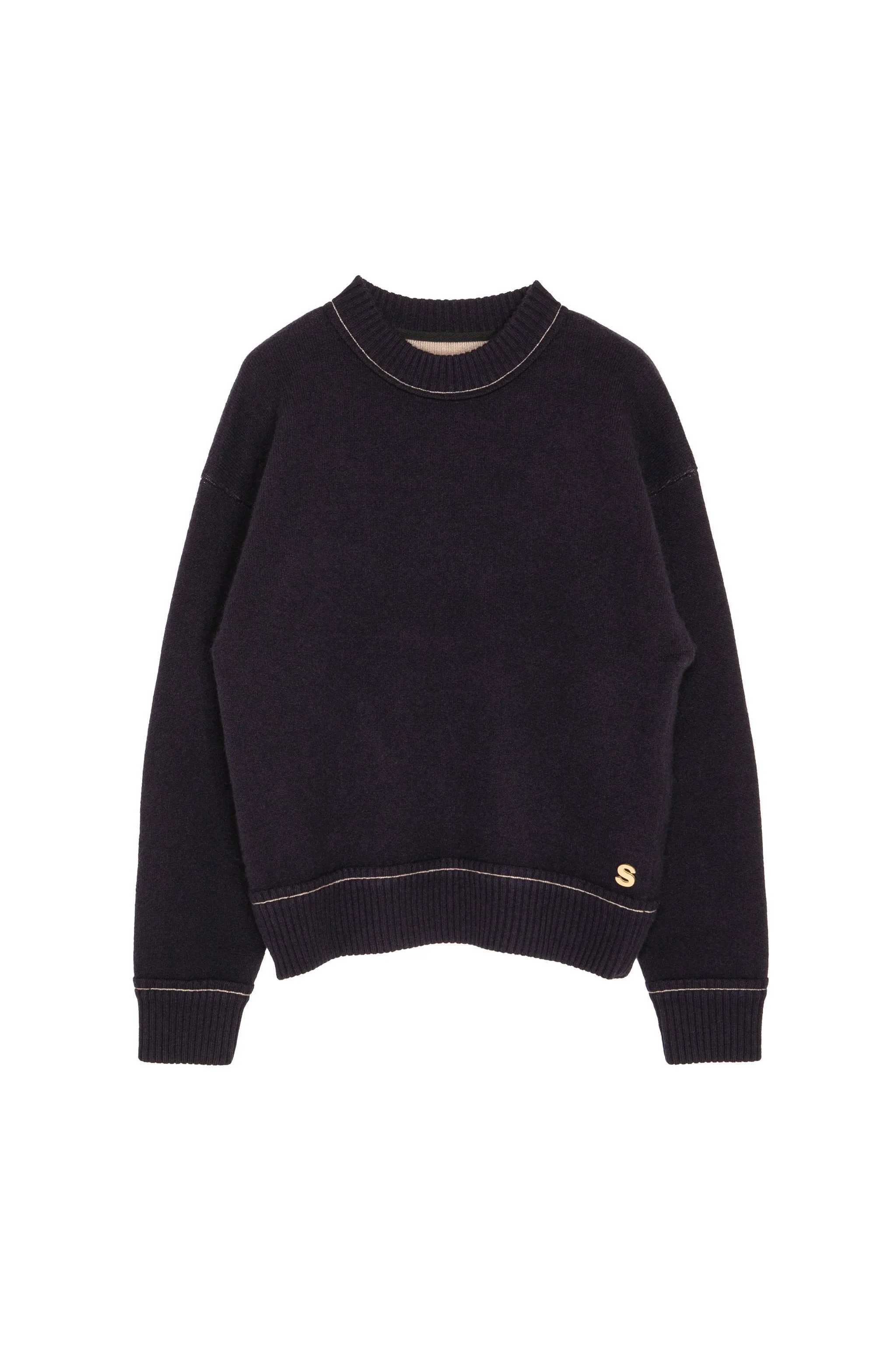 sacai  |Crew Neck Pullovers Cashmere Nylon Long Sleeves Plain Cotton