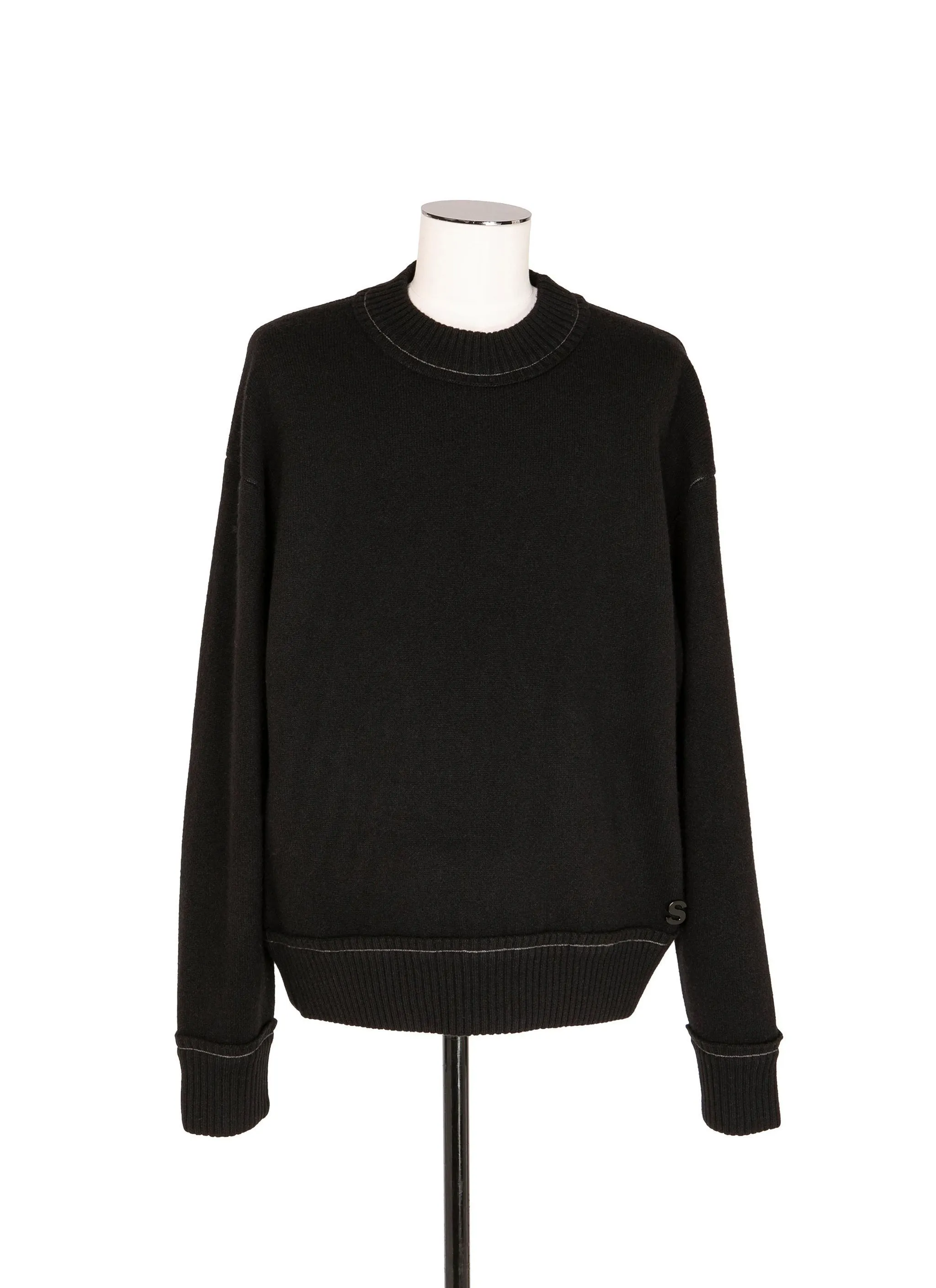 sacai  |Crew Neck Pullovers Cashmere Nylon Long Sleeves Plain Cotton