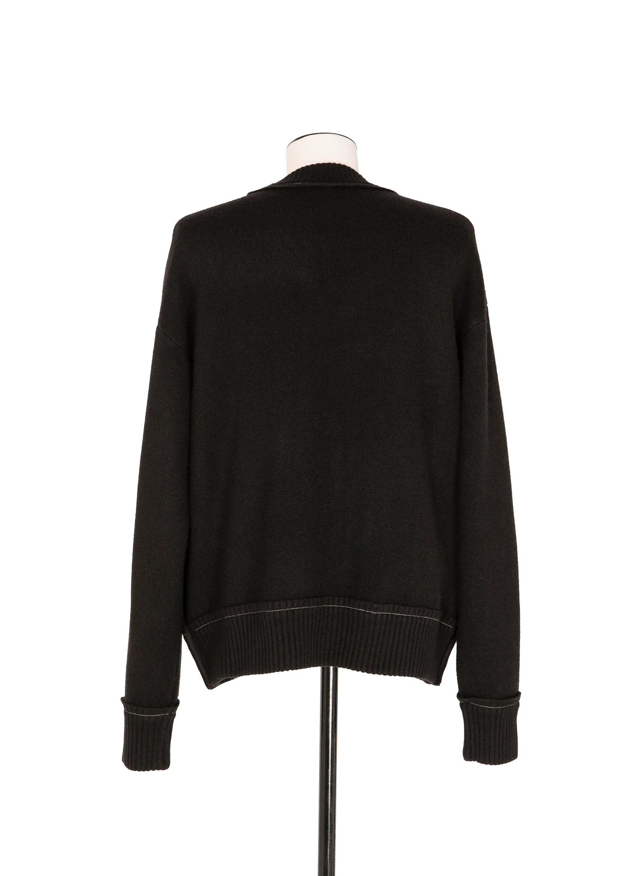 sacai  |Crew Neck Pullovers Cashmere Nylon Long Sleeves Plain Cotton