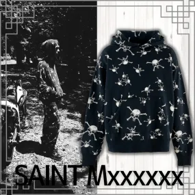 Saint Mxxxxxx  |Pullovers Skull Street Style Long Sleeves Cotton Hoodies