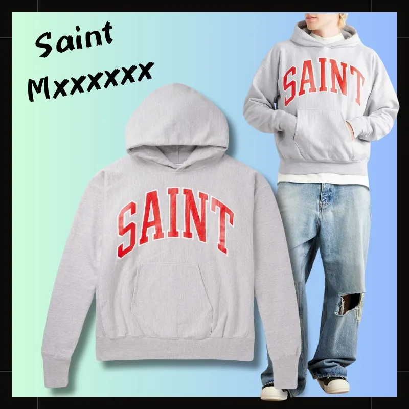 Saint Mxxxxxx  |Pullovers Street Style Long Sleeves Cotton Logo Hoodies