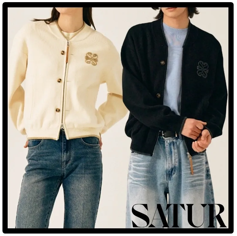 SATUR  |Unisex Street Style Logo Cardigans