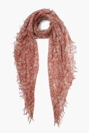 Sequoia Dahlia Floral Cashmere and Silk Scarf