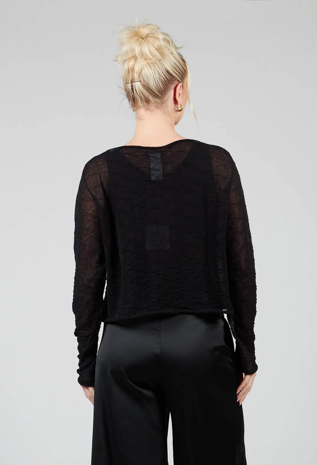 Sheer Textured Jumper in Black